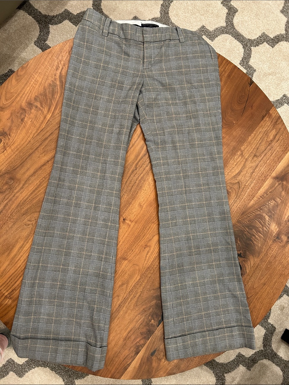 Y2K Banana Republic Gray Plaid flare Dress Pants
